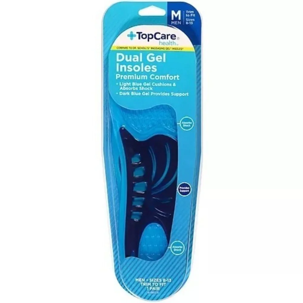 NWT TopCare Men's Premium Comfort Insoles Dual‎ Gel